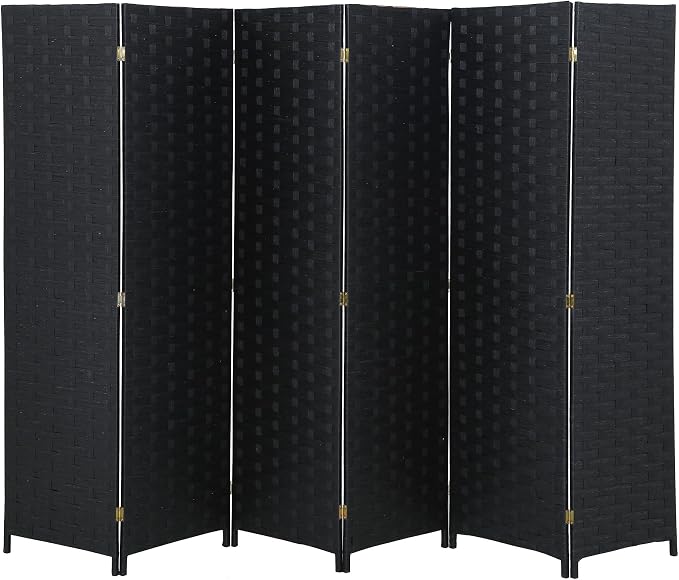 FDW Room Divider 6 Panels Wood Mesh Hand-Woven Design Indoor Folding Portable by FDW