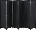 FDW Room Divider 6 Panels Wood Mesh Hand-Woven Design Indoor Folding Portable by FDW