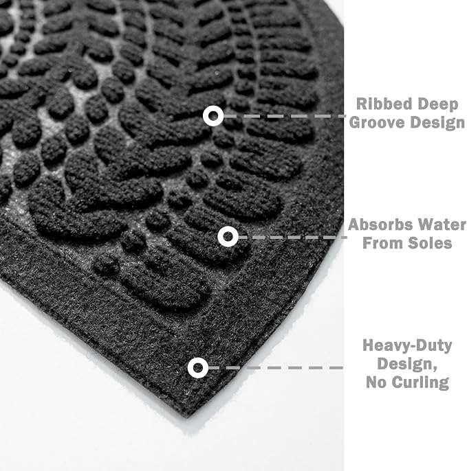 RORA Half Circle Door Mat Front Door Mat Outside Entrance Welcome Mats Outdoor - Image 5
