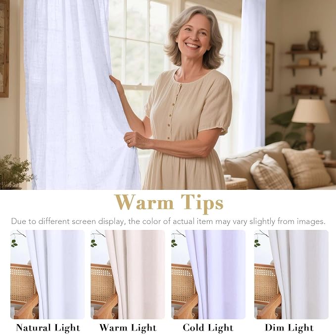 H.VERSAILTEX Living Room Linen Semi Sheer Curtains Nickel Grommet Curtains - Image 3