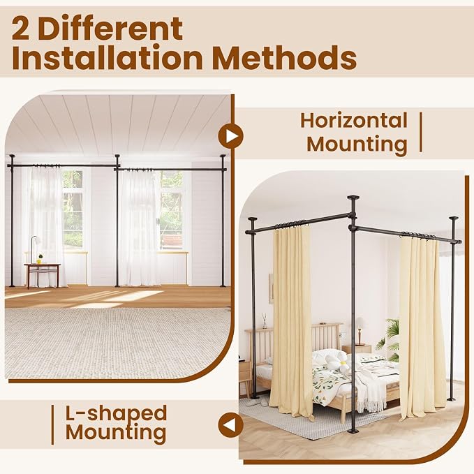 Bonpally Room Divider Curtain Rod, No Drilling Tension Rod - Image 7