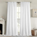 MIULEE White Linen Curtains 95 Inch Long 2 Panels by MIULEE
