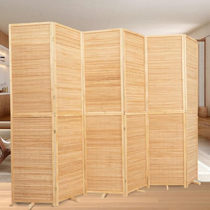 Room Divider Folding Privacy Screens, Hand-Made 67'' High Bamboo Room Dividers by HOMSCREENER