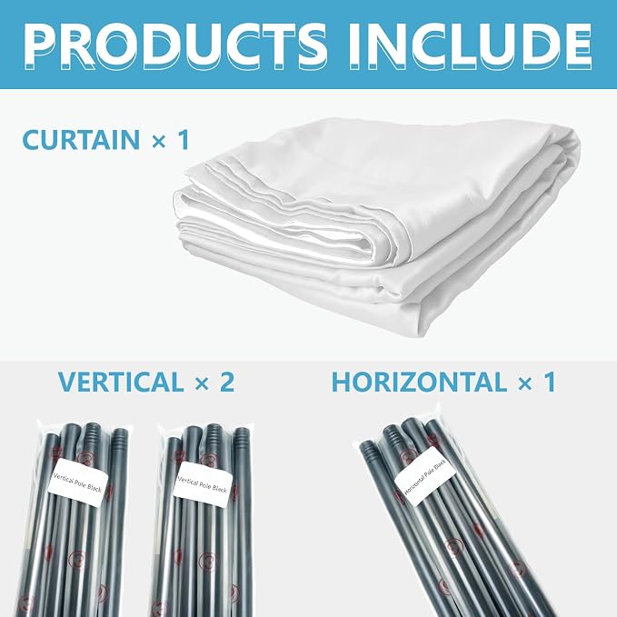 Jilron No-Drill Divider for Room Separation Set: Includes 106" W x 96" L White - Image 7