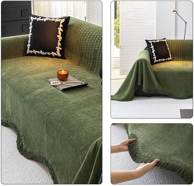 ROOMLIFE Green Sofa Cover, Vintage Boho Couch Cover - Image 5