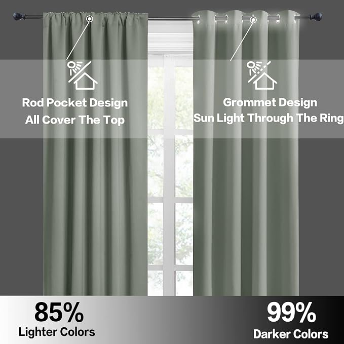 RYB HOME Blackout Curtains for Bedroom Living Room 63 inches Long, Thermal - Image 7