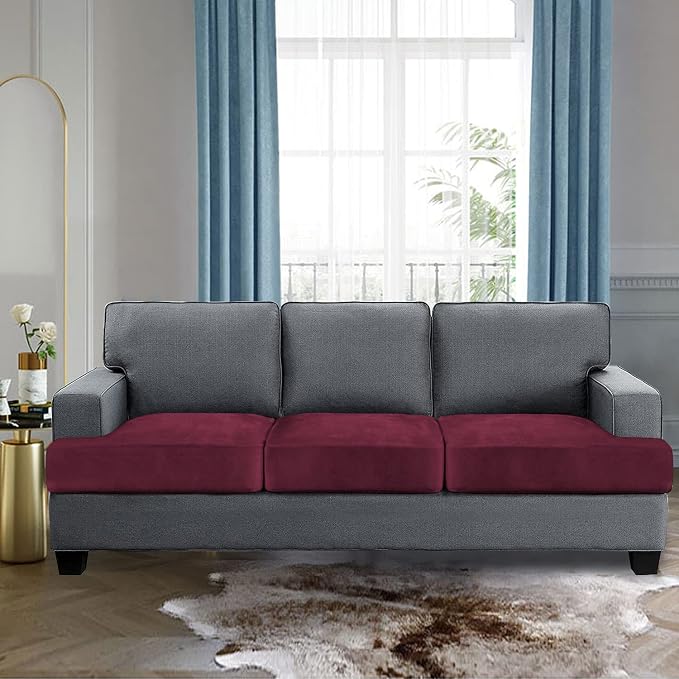 H.VERSAILTEX Stretch Velvet 3 Piece T Cushion Sofa Slipcovers Individually Sofa - Image 2