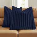 FUTEI Dark Navy Decorative Throw Pillow Covers Set of 2, 24x24 Inch Soft Fluffy by FUTEI