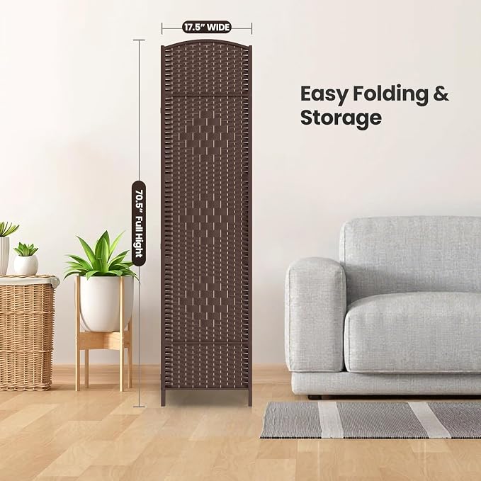 6 Panel Room Divider, 6Ft Folding Privacy Screen, Tall - Image 7