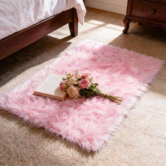 Ultra Soft Faux Fur Rug, Fluffy Shaggy 2 x 3 Ft Small Area Rug by TUOTPE