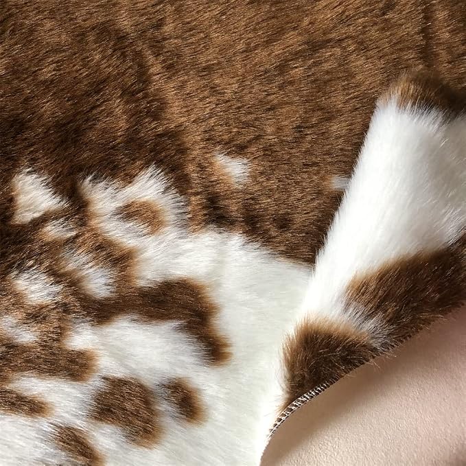 Huichenxing2021FURSTORE Faux Fur Deer Print Area Rug, Animal Hide Skin Cowhide - Image 4