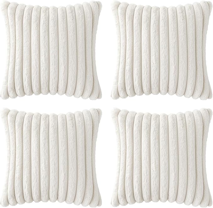 MIULEE Faux Fur Plush Decorative Throw Pillow Covers 18x18 Set of 4, Spring - Image 8