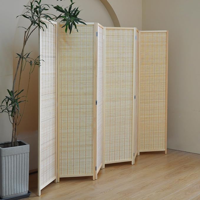 Furnnylane 6 Panel Bamboo Room Divider – 5.6 ft Tall Folding Privacy Screen - Image 4