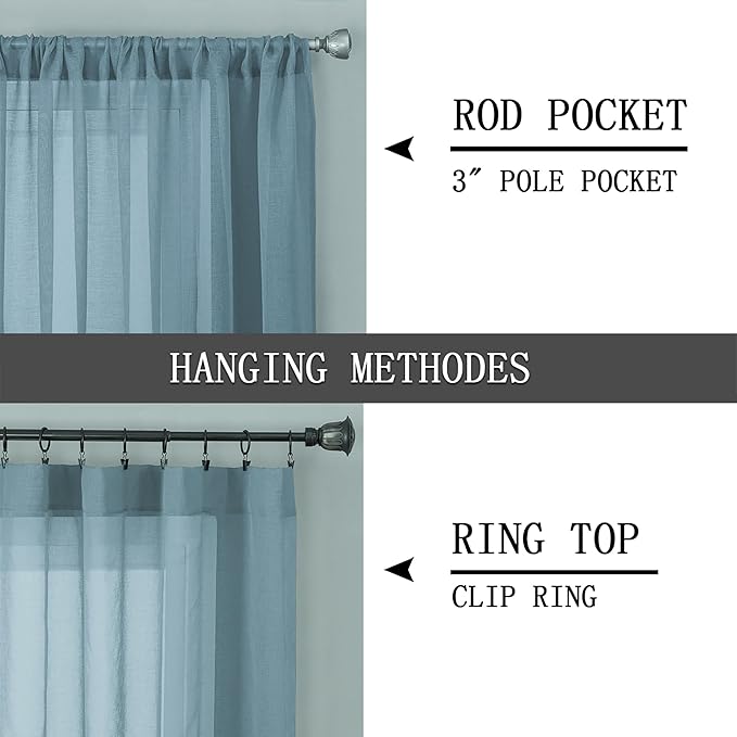 Tollpiz Short Sheer Curtains Living Room Linen Textured Curtain Sheers Light - Image 5