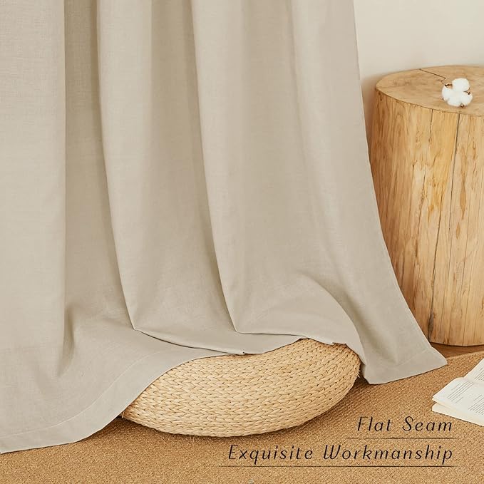 NICETOWN Angora Linen Kitchen Curtains 36 inch Length, Decorative Thick Flax - Image 2