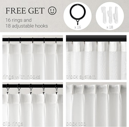 102 Inches Long White Pinch Pleated Sheer Curtains - Image 2