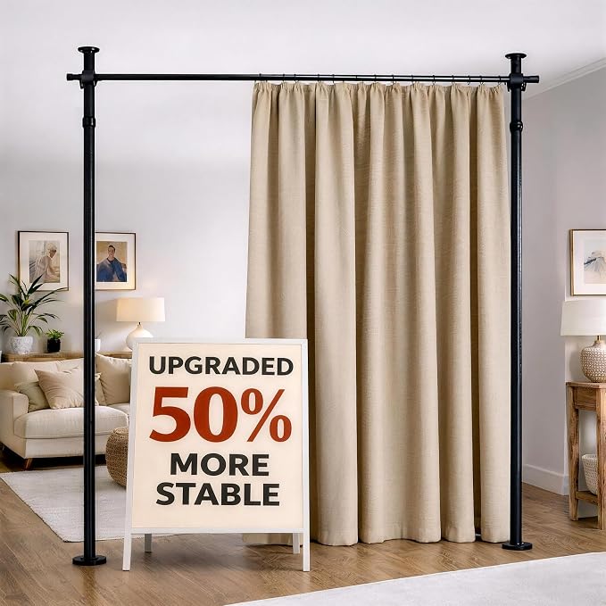 Room Divider Tension Rod No Drill, Adjustable 35-100" W x 43-120" H by gonnrly