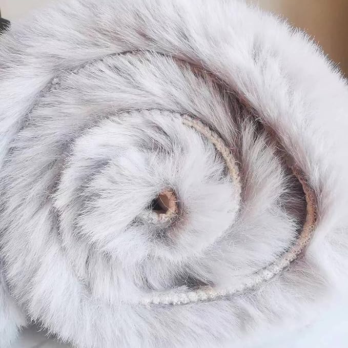 Ghouse Faux Rabbit Fur Round Rug 4ft Grey Round Rugs - Image 5
