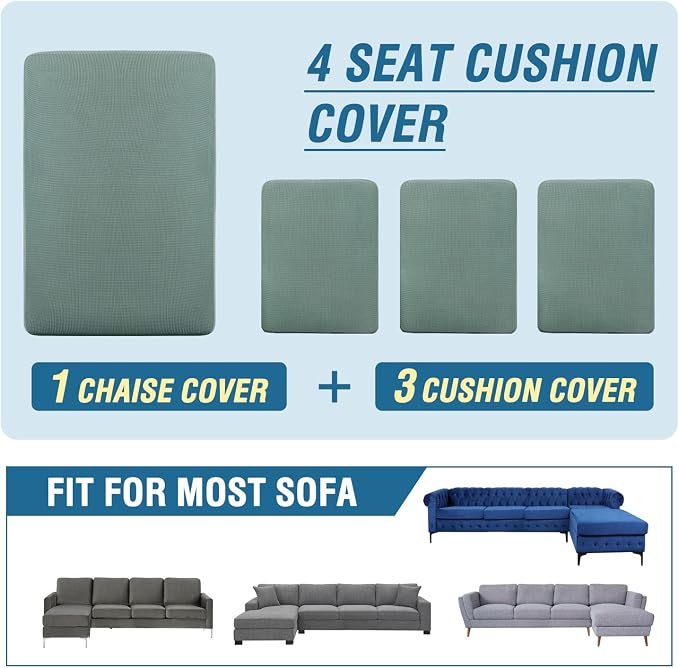 H.VERSAILTEX Sectional Couch Covers 4 Pieces Sofa Seat Cushion Covers L Shape - Image 8