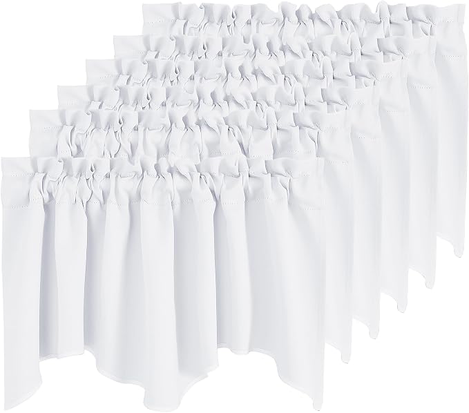 NICETOWN 6 Panels Pure White Bathroom Window Valances, Thermal Insualted Rod by NICETOWN