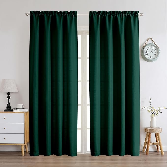 Chyhomenyc Christmas Hunter Green Curtains 84 Inch Length 2 Panels Set by Chyhomenyc