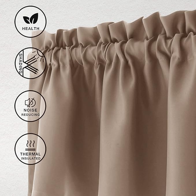 Hiasan Valance Curtains for Kitchen Blackout Thermal Insulated Solid Window - Image 2
