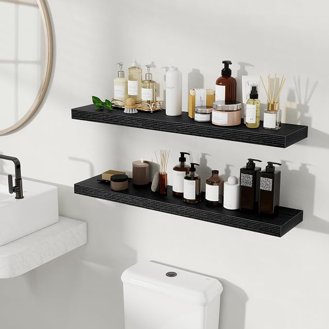 Fun Memories Floating Shelves for Wall, Rustic Wood Wall Mounted Shelves for - Image 2