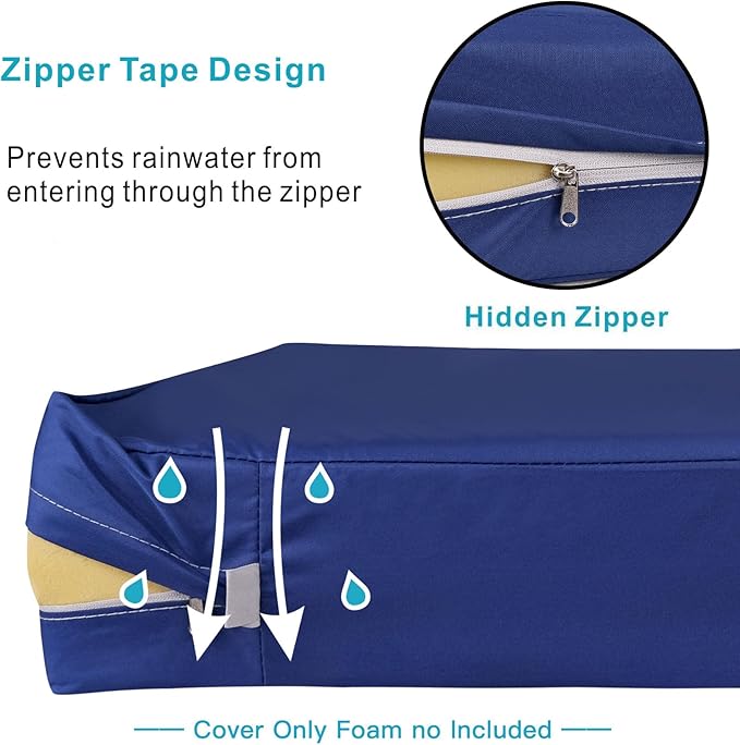 NettyPro Patio Bench Swing Loveseat Cushion Covers, Water Resistant UV - Image 3