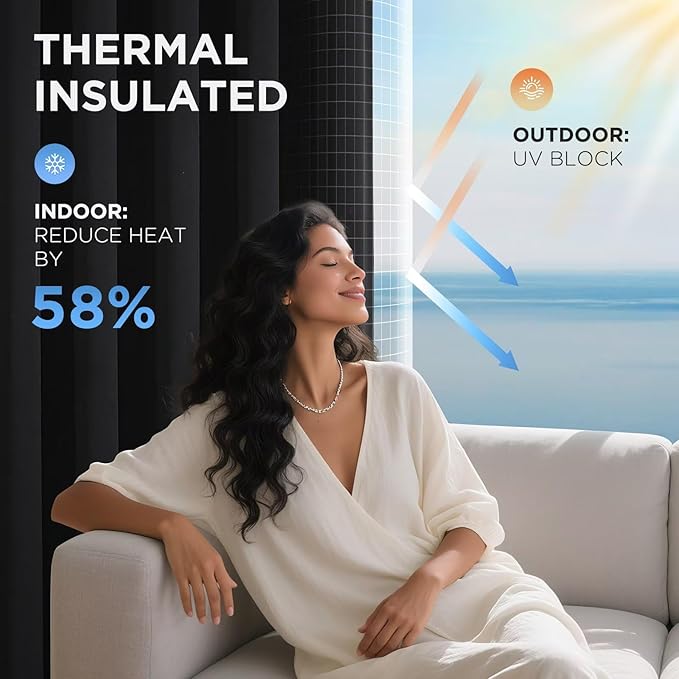 Joydeco Blackout Curtains for Bedroom, Noise Reducing Energy Saving Thermal - Image 5