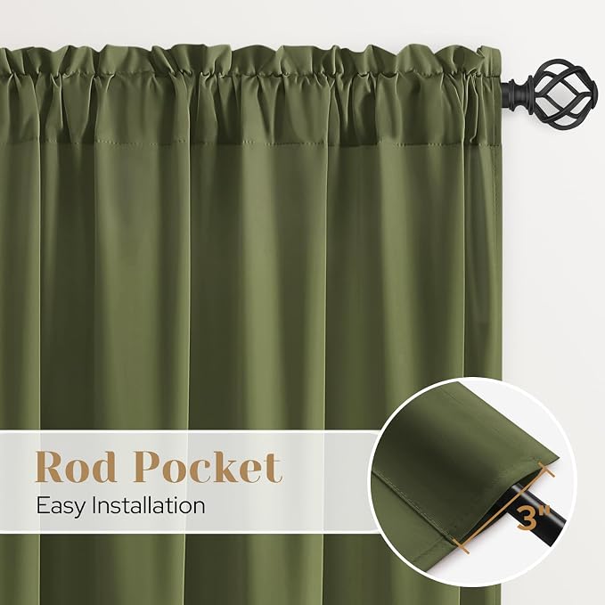 HOMEIDEAS Non-See-Through Olive Green Privacy Sheer Kitchen Curtains, 30 X 24 - Image 5