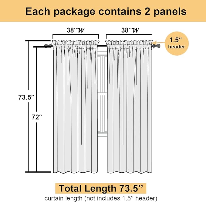 Lecloud Leia 2 Panels Charcoal Grey Sheer Curtains - Image 5