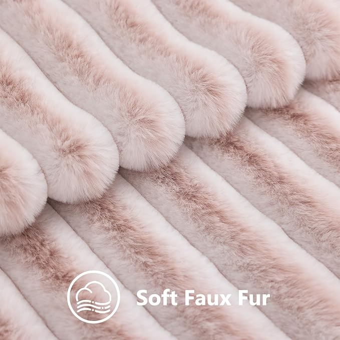decorUhome Summer Cozy Faux Fur Throw Pillow Covers 24x24 Set of 2 Decorative - Image 3