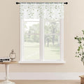 MRTREES Sheer Voile Curtain Valances 2 Panels, Sage Green Leaves Embroidered by MRTREES