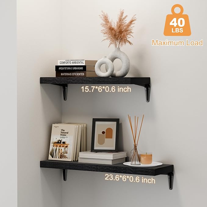 SKYSEN Floating Shelves for Wall Set of 6, 23.6in Wood Wall Shelf for Decor - Image 4
