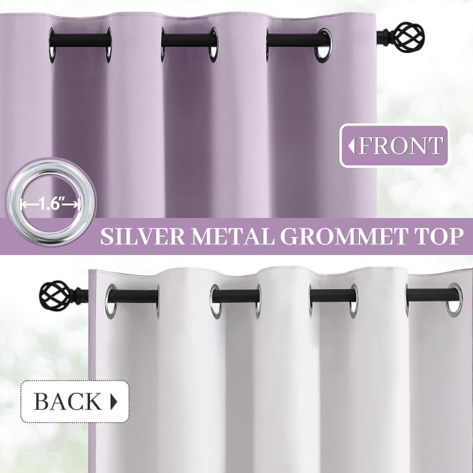 Yakamok Lilac 100% Blackout Curtains 63 Inches Long - Image 3