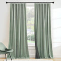 RYB HOME Mint Green Velvet Curtains 90 inches Long, Room Darkening, Floor-Length by RYBHOME