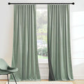 RYB HOME Mint Green Velvet Curtains 96 inches Long, Room Darkening, Floor-Length by RYBHOME