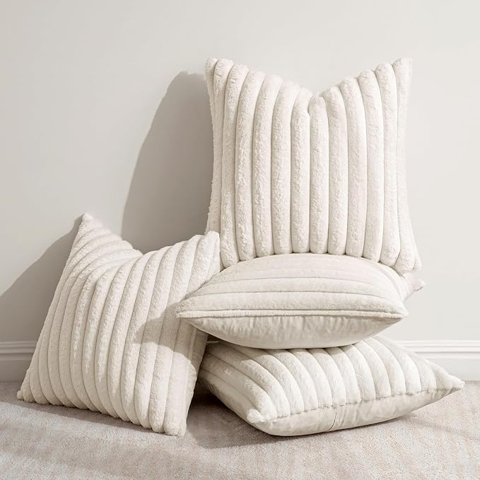 MIULEE Faux Fur Plush Decorative Throw Pillow Covers 18x18 Set of 4, Spring - Image 3