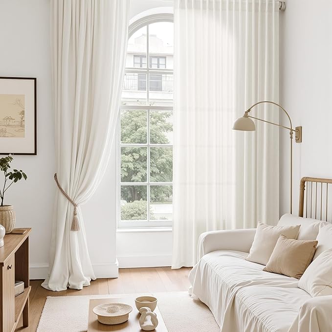 Nanspring Neutral Linen Curtains 80 Inch Length - Image 6