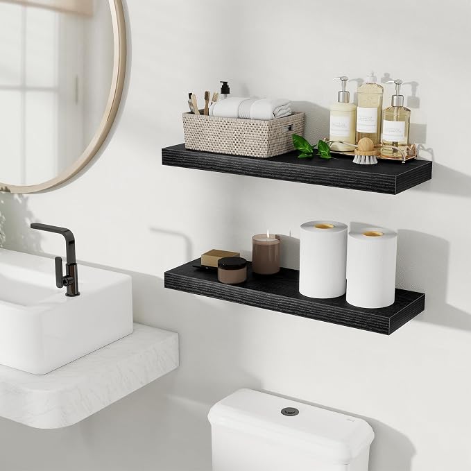Fun Memories Floating Shelves for Wall, Rustic Wood Wall Mounted Shelves for - Image 2