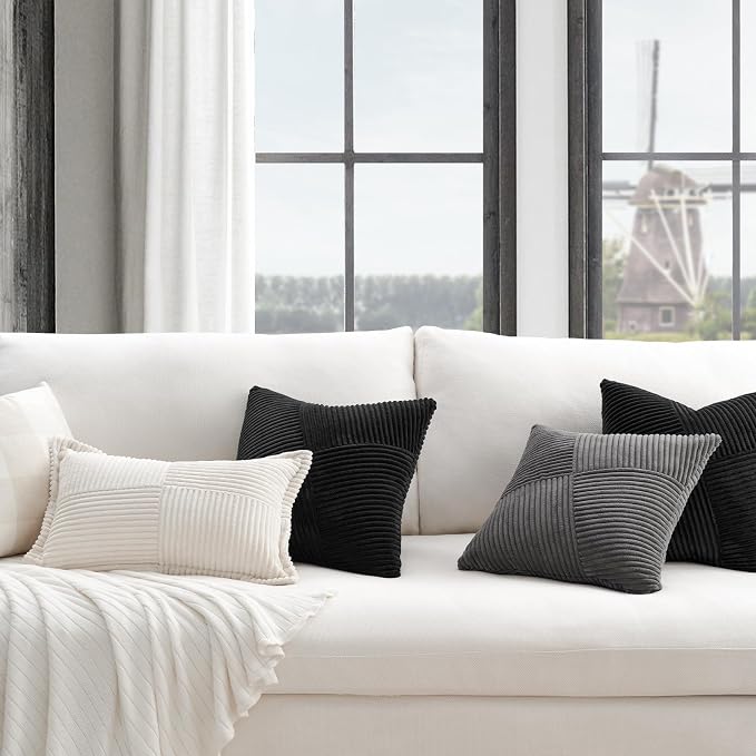 Topfinel Set of 2 Decorative Black Throw Pillow Covers 16x16 Inch - Image 6