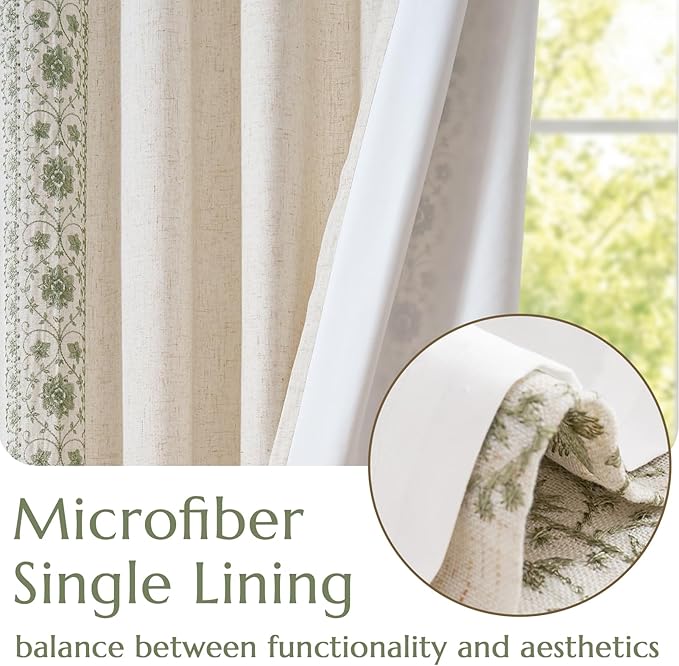 jinchan Weslie Boho Lined Linen Curtains - Image 4