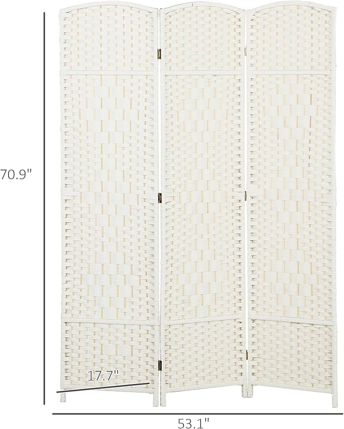 HOMCOM Room Divider, 6 Ft 3 Panel Folding Privacy Screen, Hand-Woven PP Wall - Image 7
