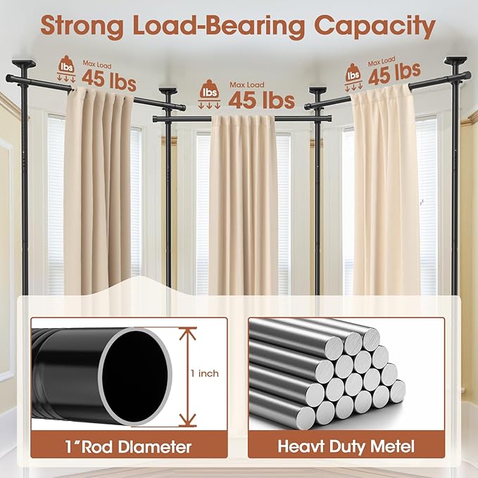 SUNALLY Room Divider Curtain Rod, No Drilling Wall Divider - Image 5