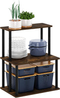 Furinno Turn-N-Tube 3-Tier Toolless Kitchen Storage Shelf, Amber Pine/Black by Furinno-FitsYourSpaceFitsYourBudget
