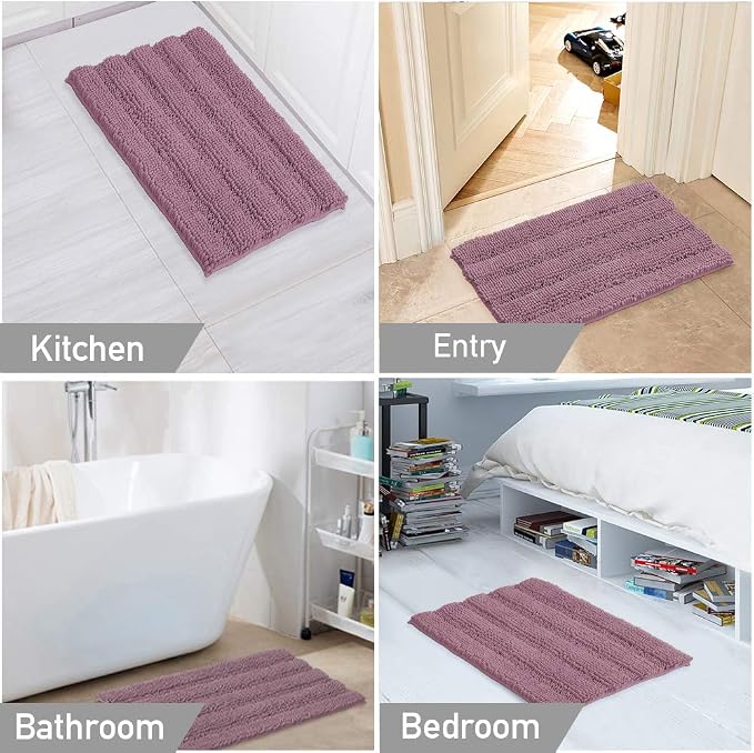 Turquoize Chenille Bathroom Rugs Non-Slip Bath Mats - Image 6