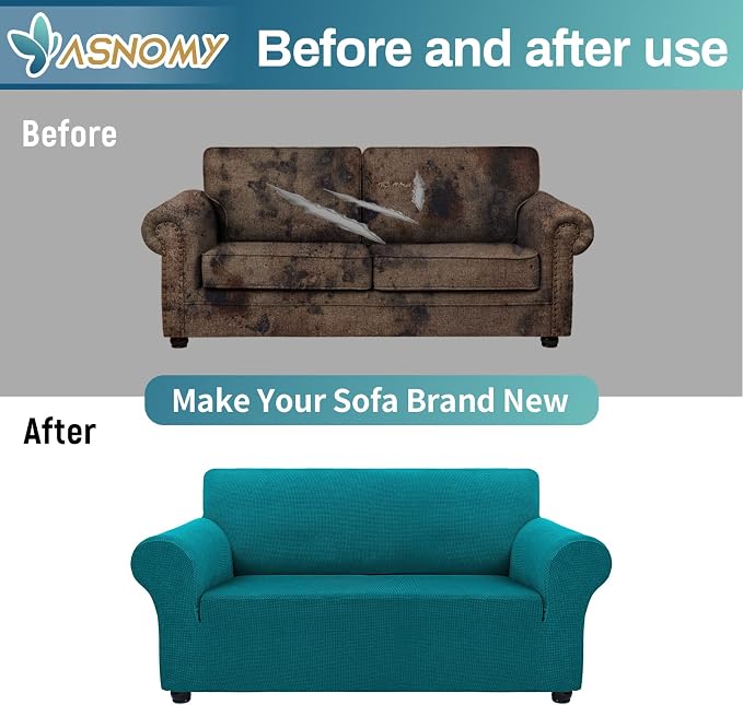 Asnomy Sofa Covers for 2 Cushion Couch Stretch loveseat Covers Slipcovers - Image 7