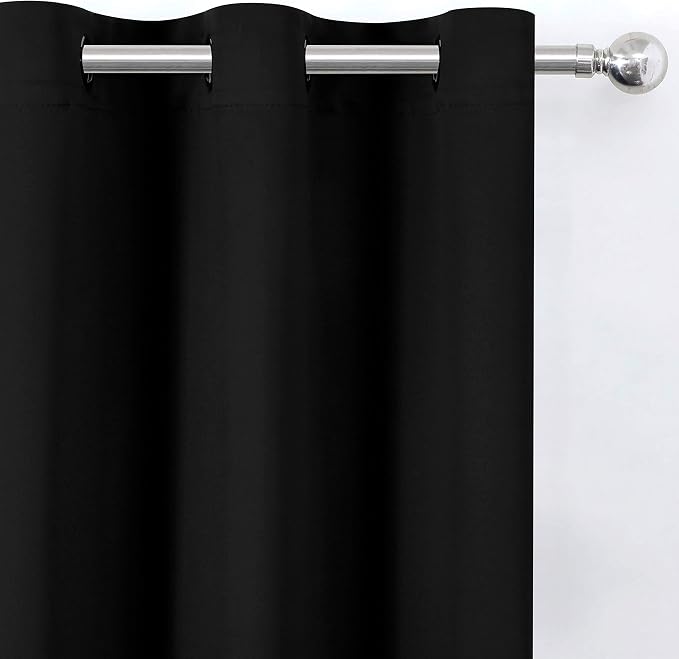 LEMOMO Black Blackout Curtains 34 x 63 Inch Length/Set of 2 Curtain - Image 7