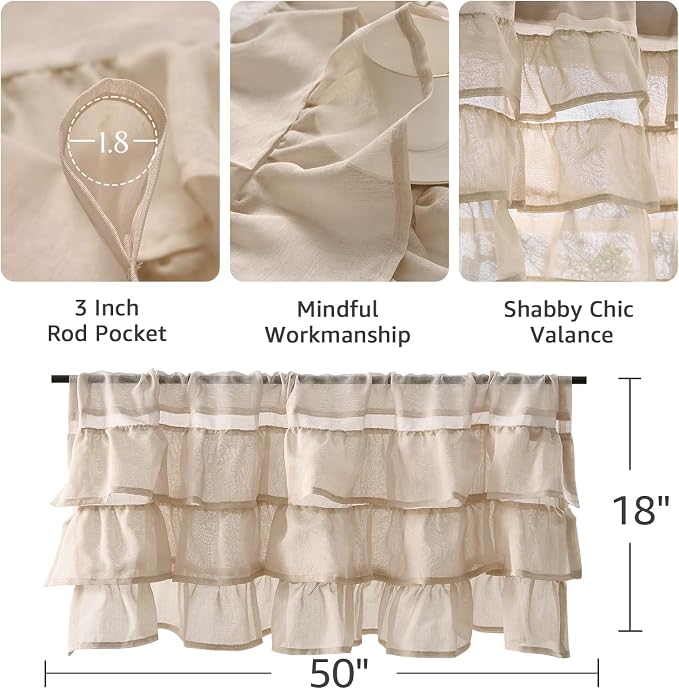 jinchan Ruffled Valance Curtain - Image 8