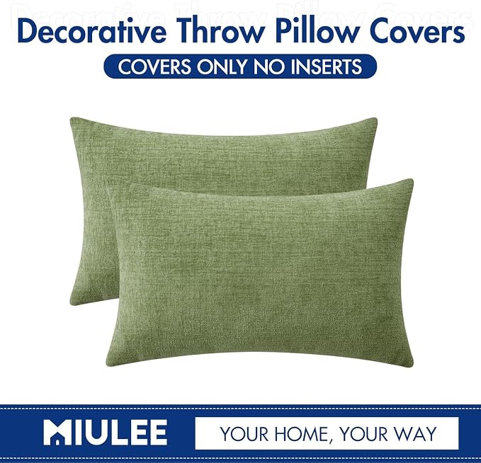 MIULEE Pack of 2 Couch Throw Pillow Covers 14x22 Inch Spring Soft Sage Green - Image 6